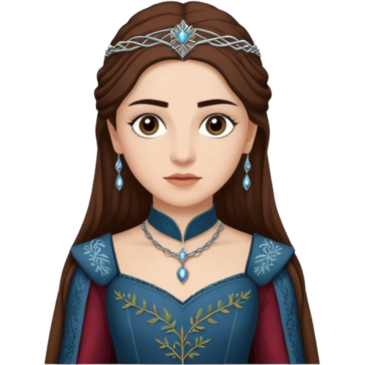 Hande Erçel as a lady from game of thrones from Starfall. Her eyes are gray. emoji