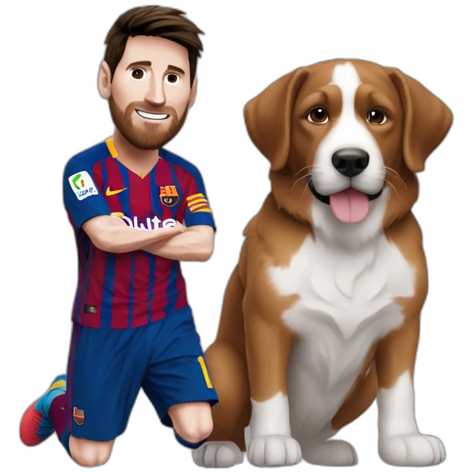 Messi y un perro emoji
