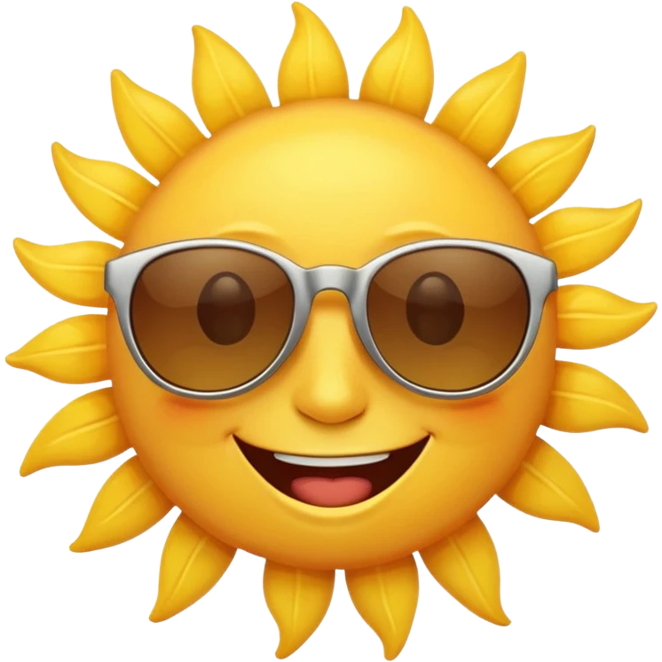 A happy sun emoji with sunglasses emoji