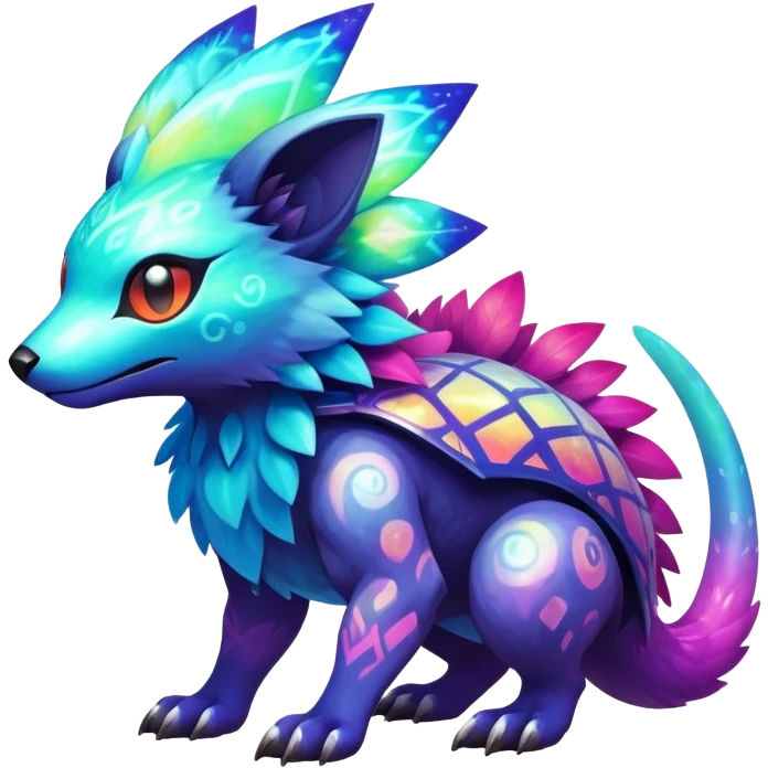  exotic tropical iridescent colorful nebula gradients cyber-Protogen-Fakémon-Pokémon-Vernid-creature emoji
