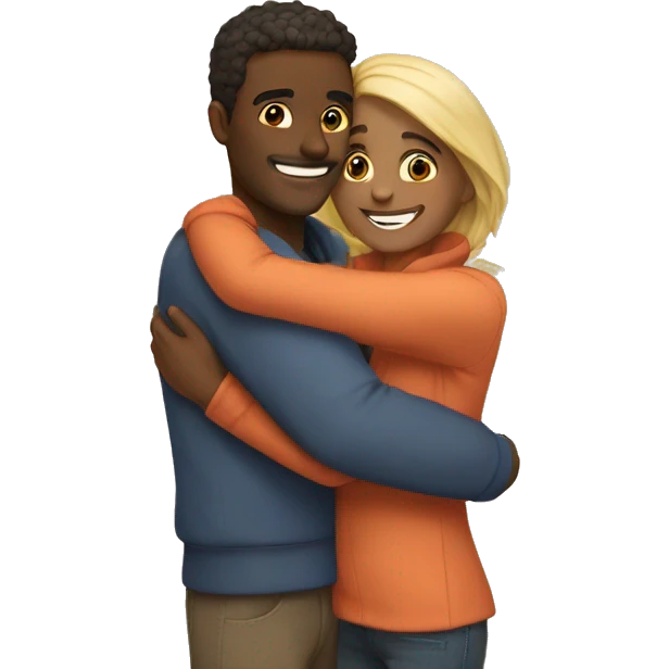 couple hug with warm smiles emoji
