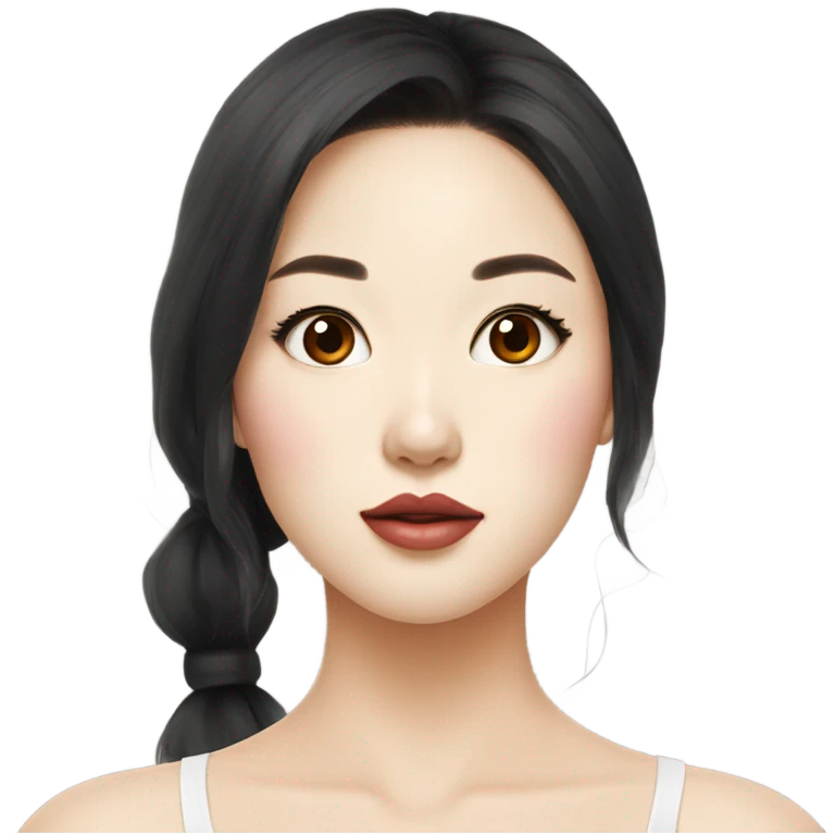 stunning korean woman big lips and  black long hair  emoji