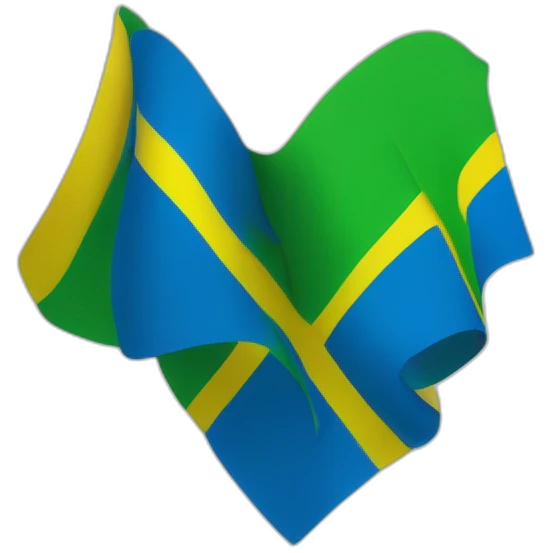Drapeau bleu vert jaune couleur l’une au dessus de l’autre le bleu est en haut le vert au milieu le jaune en bas emoji