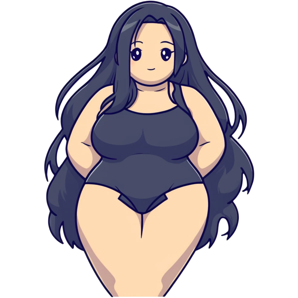 Anime character, female, voluptuous figure, long hair emoji