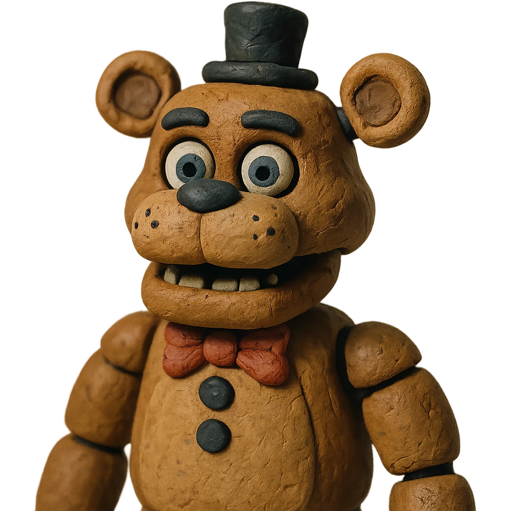 Freddy from Five Nights at Freddy's, highly detailed, claymation style emoji