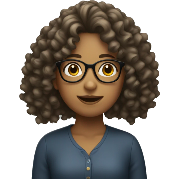 Girl with curly hair with glasses emoji