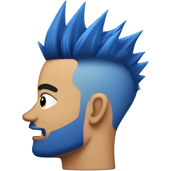 Man with blue spiked hair getting a fade haircut emoji