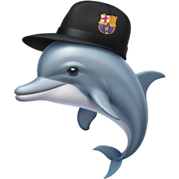 dolphin with hat black and fcbarcelona t shirth emoji