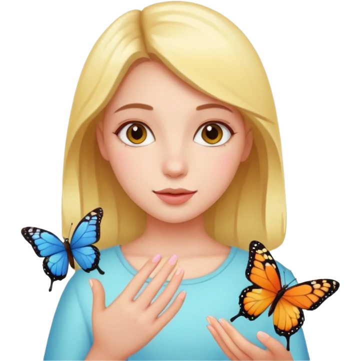a girl with buffterfly emoji