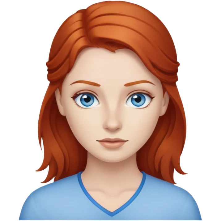 Redhead with blue eyes brown eyebrows emoji