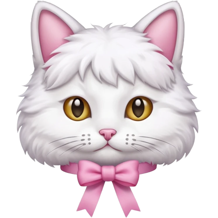 Create me an cute cat with pink ribbon cute emoji