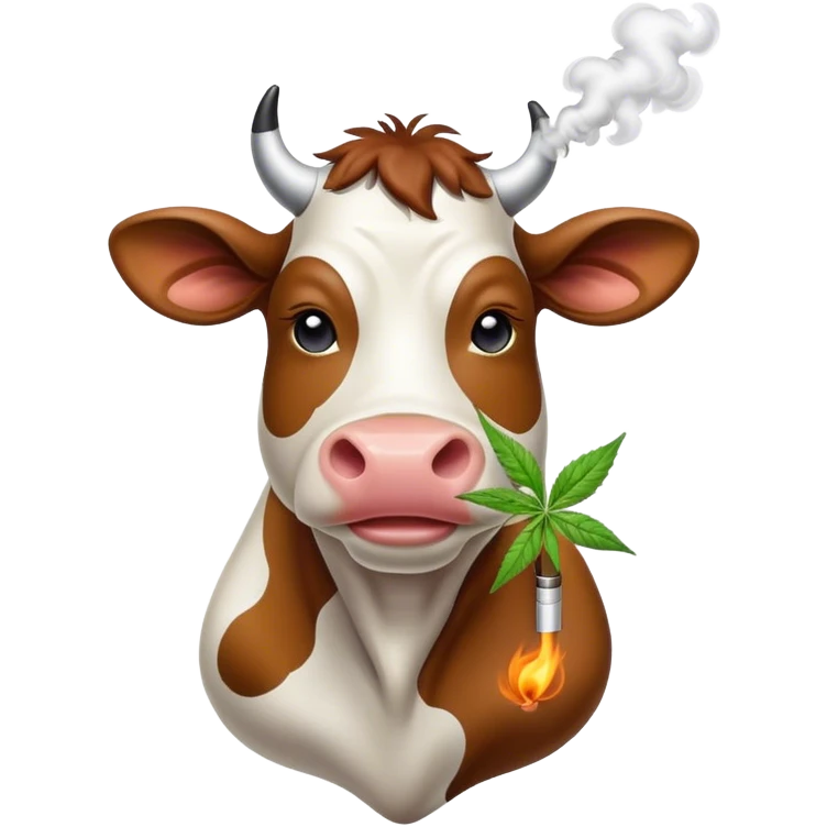 Smoking weed cow emoji