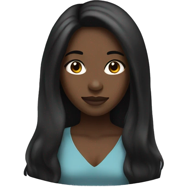 blackgirl with blck long hair and brown eyes emoji