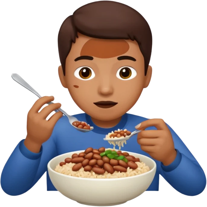 Create a person having lunch. Not a sandwich. Rice, beans and meat. emoji