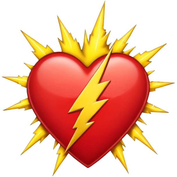 Heart with Grateful Dead 13 point lightning bolt in the middle emoji