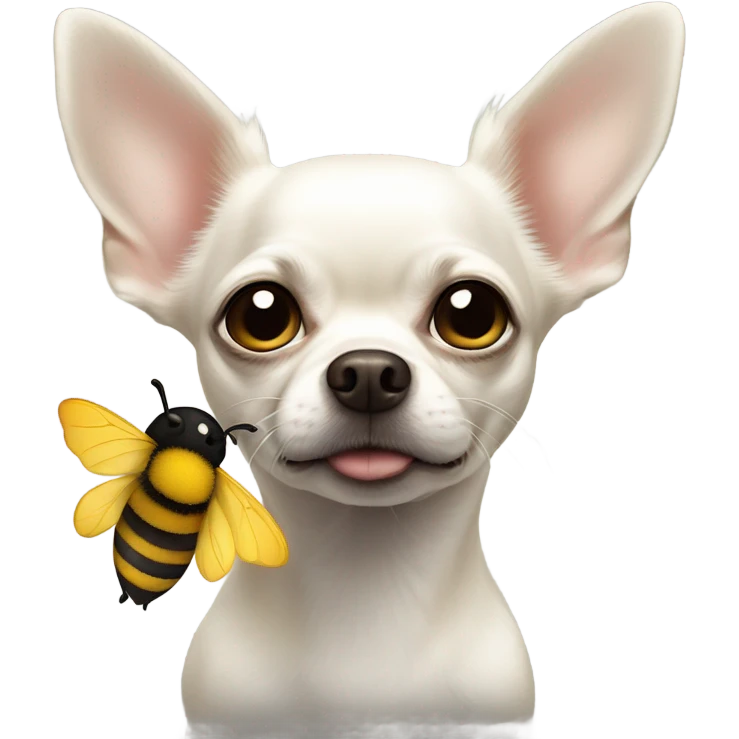 White chihuahua with bumble bee emoji