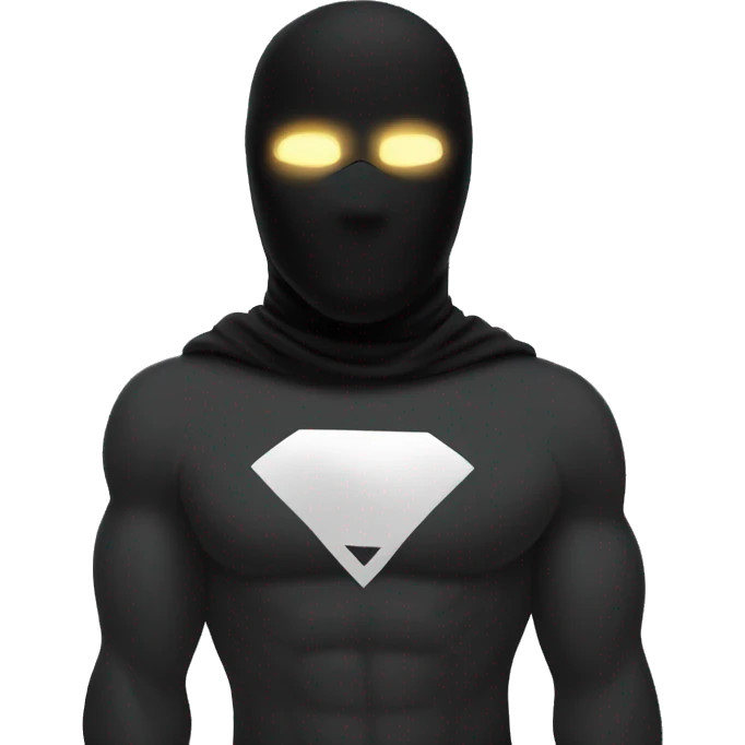 white superhero with balaclava, everything black, with glowing laser eyes emoji