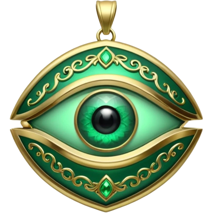 Eye shaped green locket  emoji