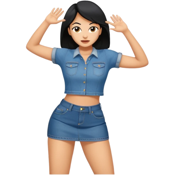 Tan woman with black hair twerking emoji