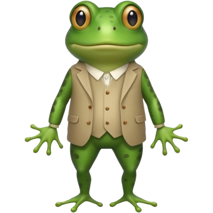 قورباغه ای که‌ ایستاده و دستش پشت کمرشه  و لباس تنشه emoji