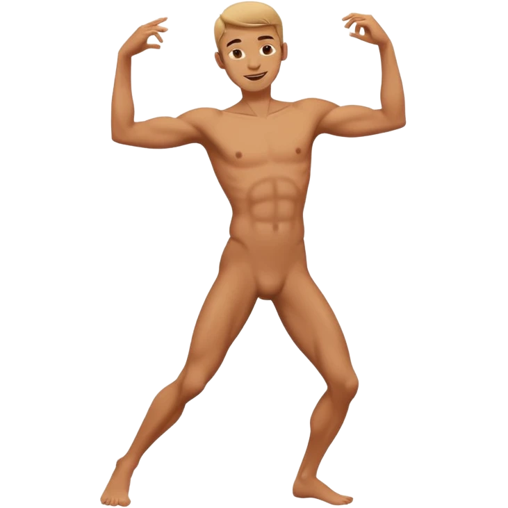 Skinny naked guy dancing happy emoji
