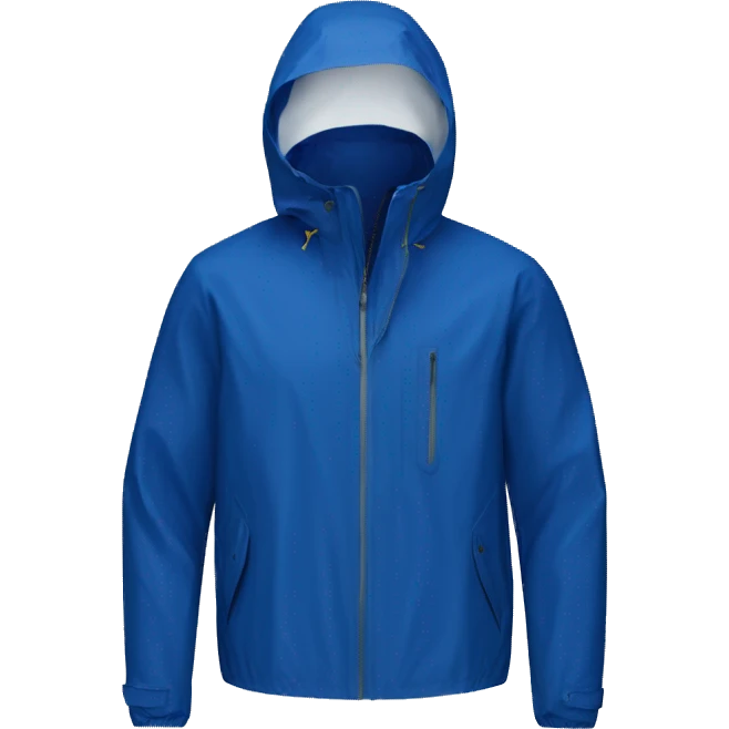 a waterproof K-way jacket totally in Blue Royal Marine color with hood, just the object itself emoji