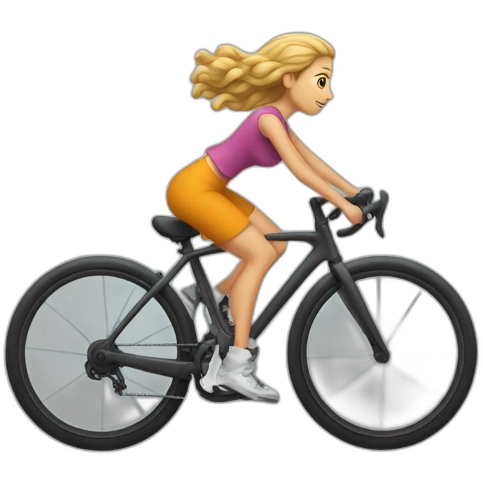 Femme qui fait une roue arrière à vélo emoji