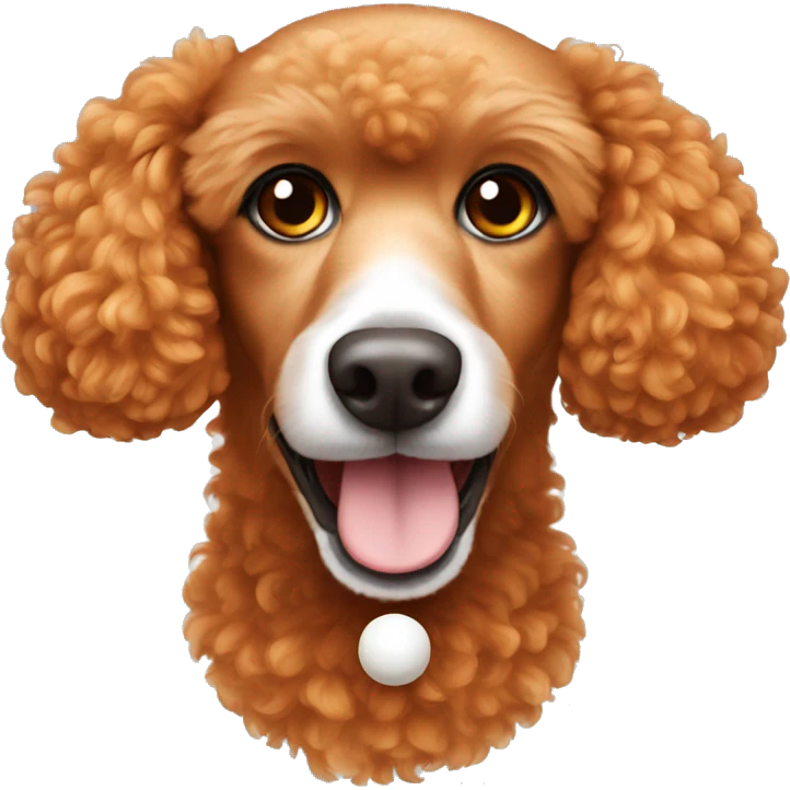 orange poodle with brown eyes and white ball emoji