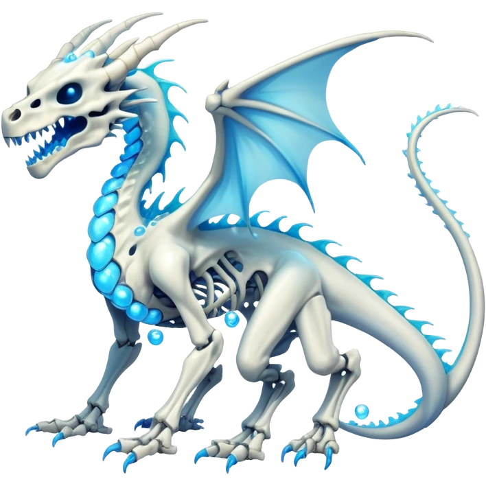 a electric bone dragon with bue teeth breathing bubbles (full body) emoji