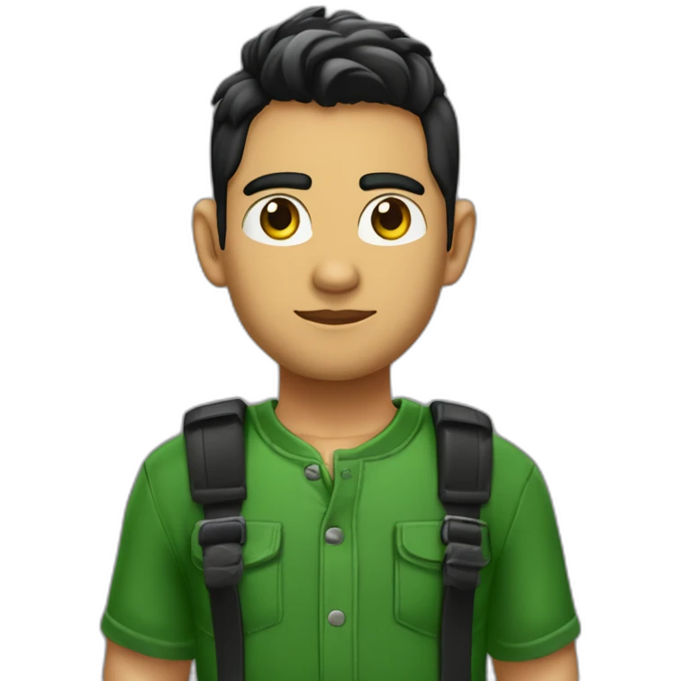 Chico rubio simpático, ojos verdes oscuro, vestido con camiseta de tirante negra emoji