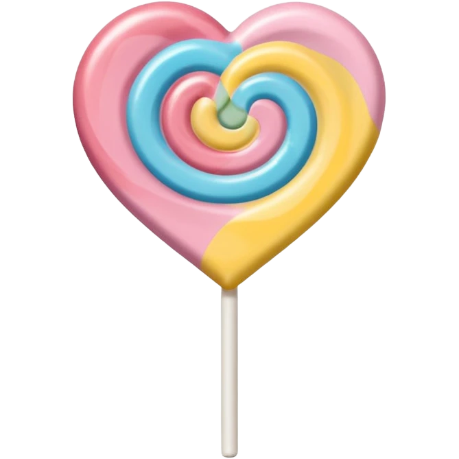 A lollipop heart in soft pink, beige and yellow pastel colors emoji