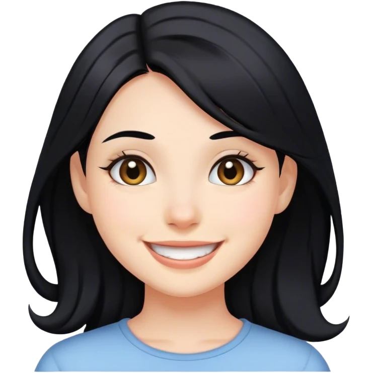 smiling girl with black hair emoji