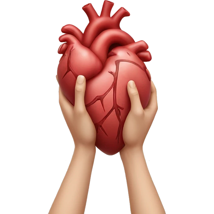 Two hands holding a anatomical heart very carefully  emoji