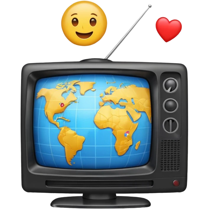 White Tv with an globe with emojis emoji