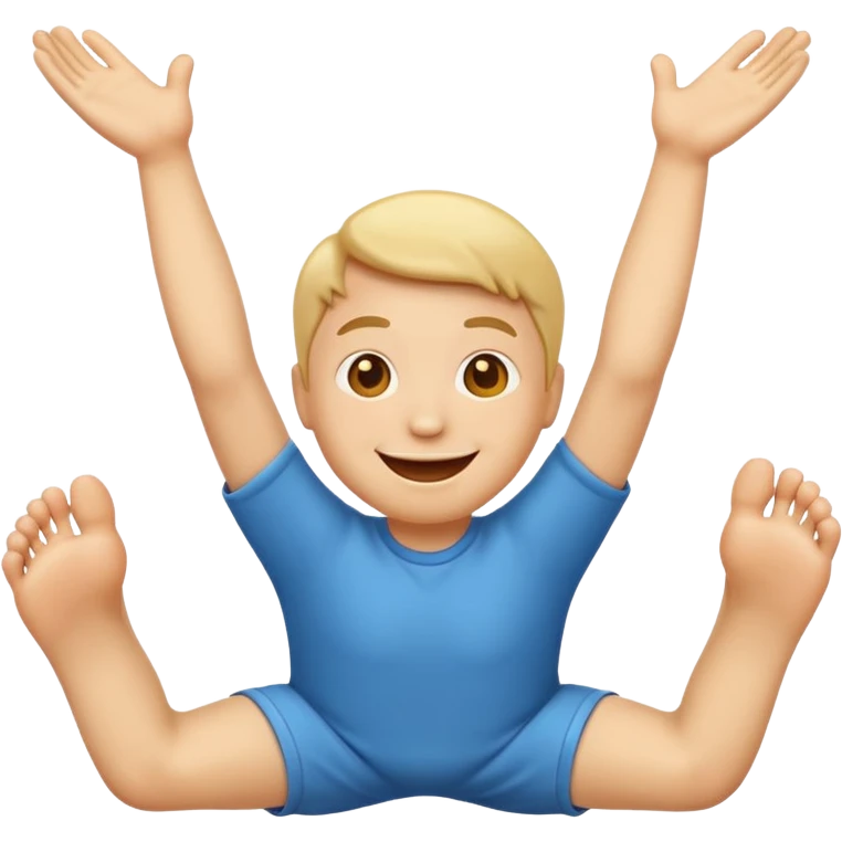 An emoji face that has his feet in the air behind him emoji