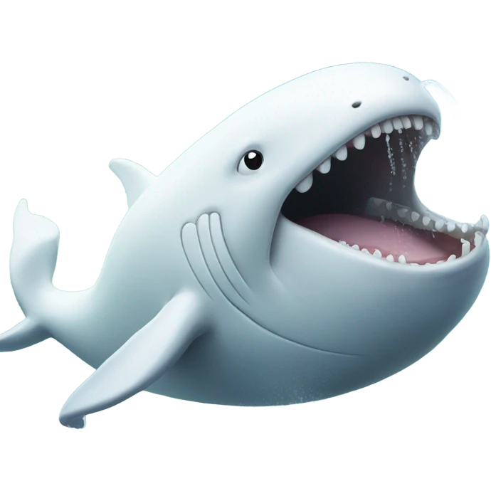 white whale , open mouth emoji