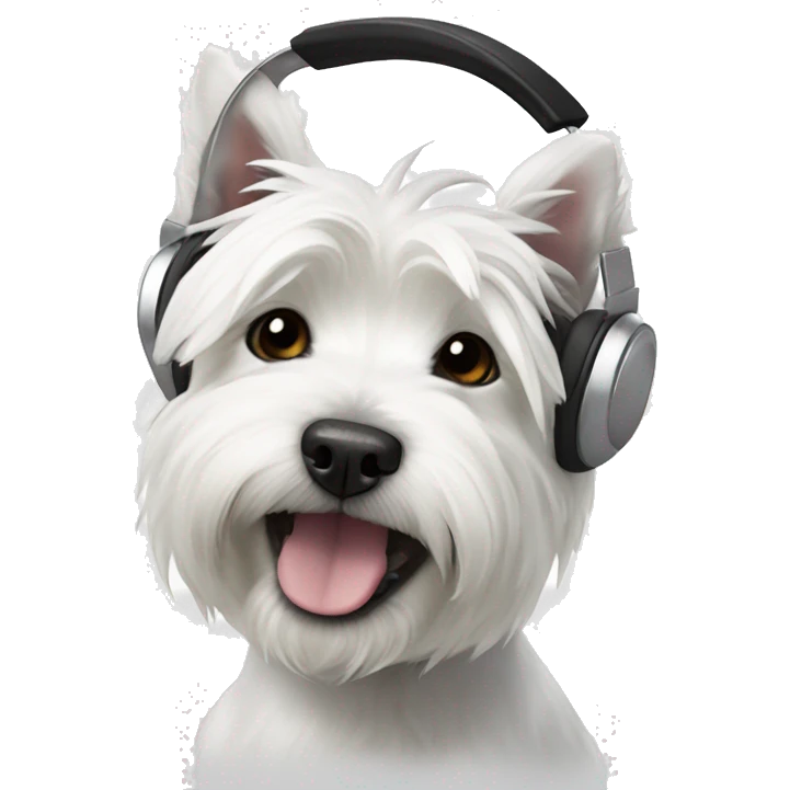 west highland white terrier with black headphone emoji