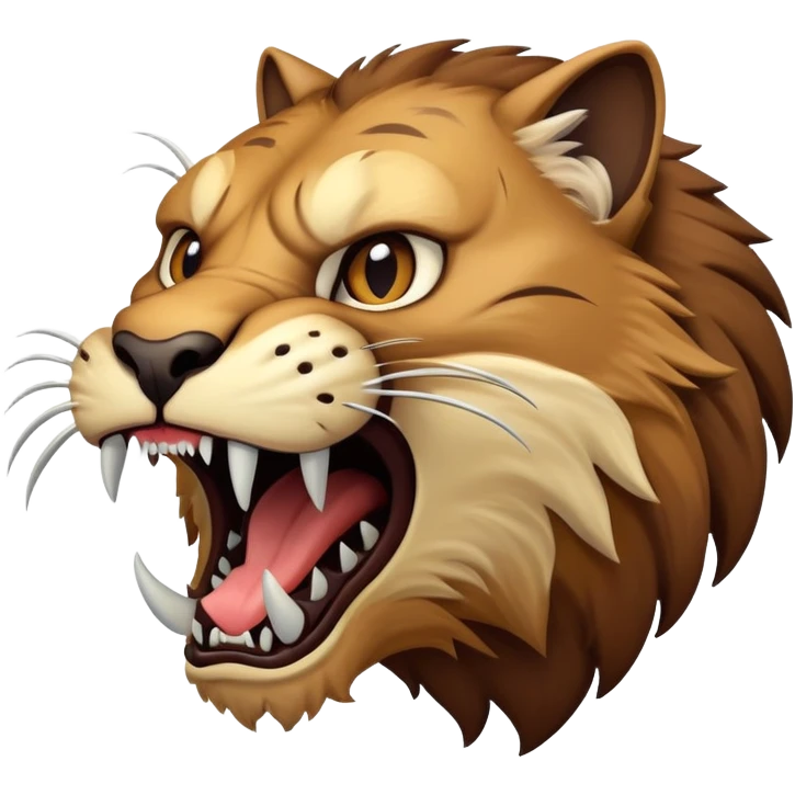 saber-toothed cat with large fangs, prehistoric feline emoji