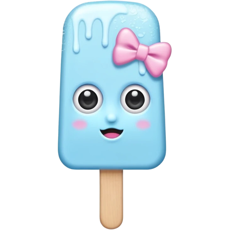 monochrome popsicle with eyes and head bow emoji
