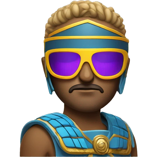 roman gladiator wearing modern neon racing sunglasses emoji