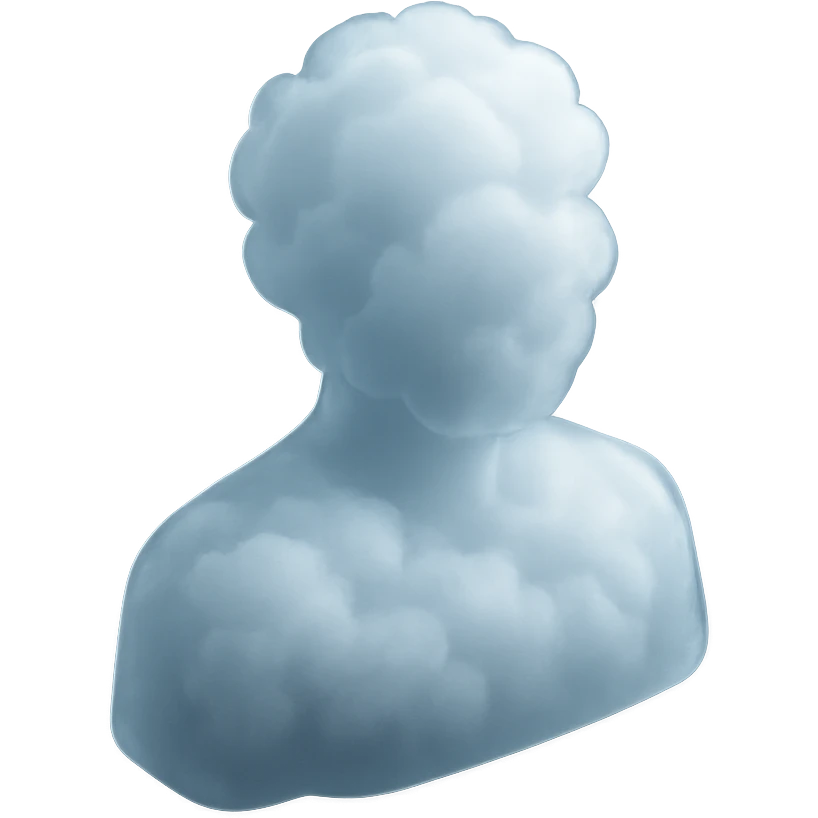 A person from the shoulders up, entirely composed of fluffy white clouds emoji