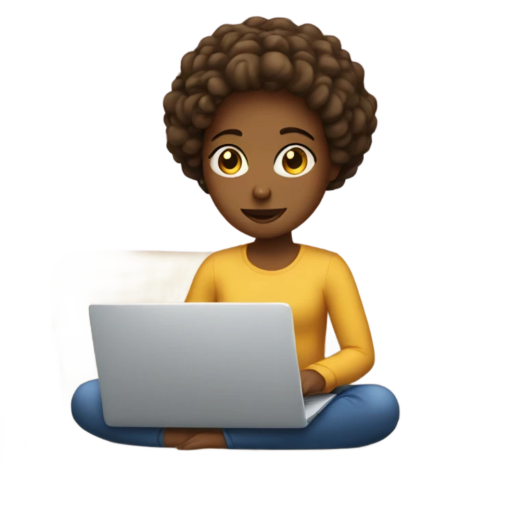 Girl on laptop sitting on couch emoji