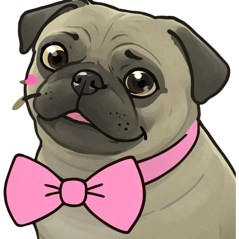 Pug wearing a pink bow  emoji