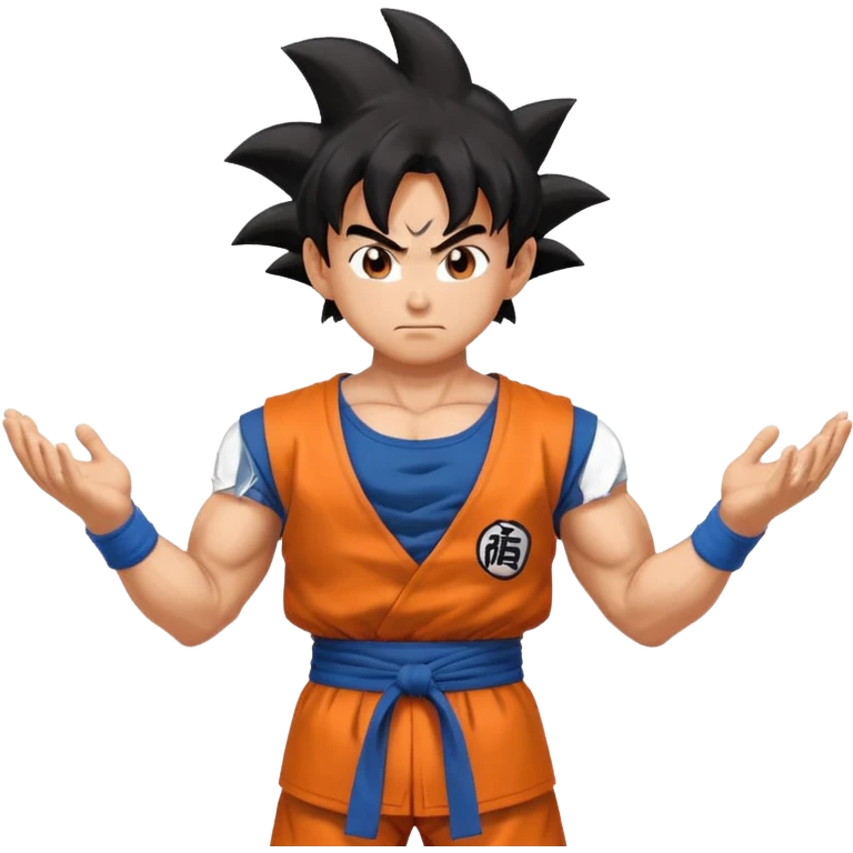 Son Goku emoji, power-up pose, blue undershirt, orange gi, confident face emoji