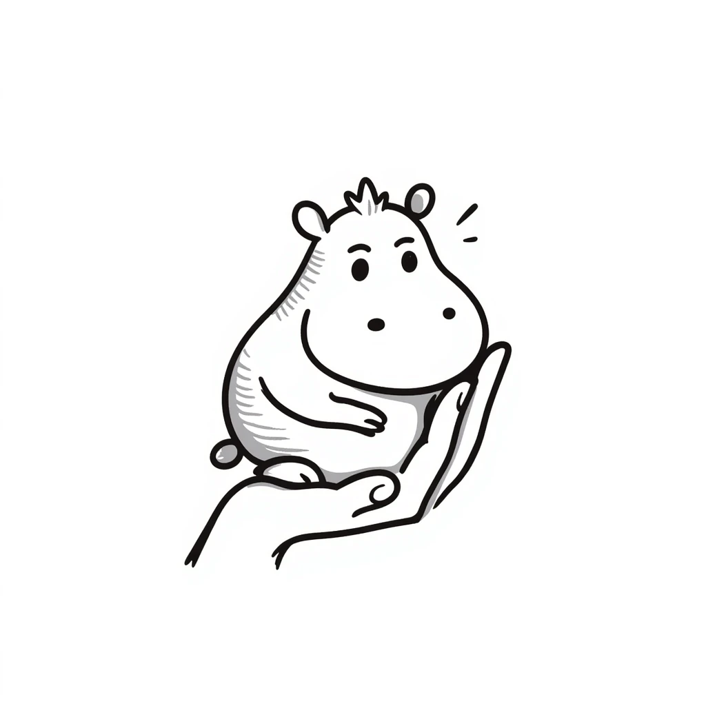 A little hippo in the hand emoji