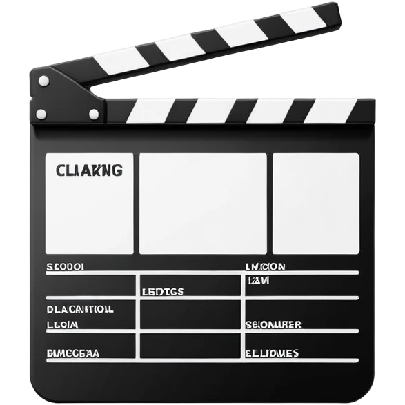 ultra minimal movie slate, simplified to basic shapes, iconic film clapperboard reduced to essential elements emoji