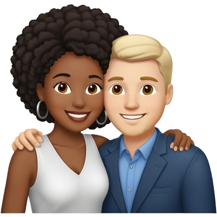 Interracial couple of a black woman and white man emoji