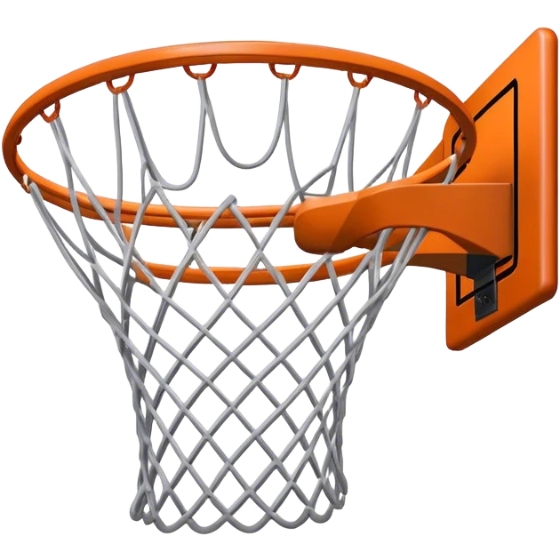 Cinematic Realistic image of a basketball hoop with a detailed metal rim and intricately woven net, captured in dynamic lighting that evokes the charged atmosphere of a competitive court emoji
