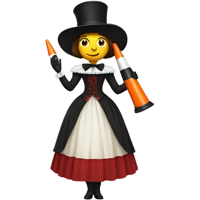 galora in Victorian dress elegant, full body, holding "big traffic cone" emoji