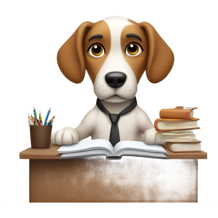 Dog doing homework emoji